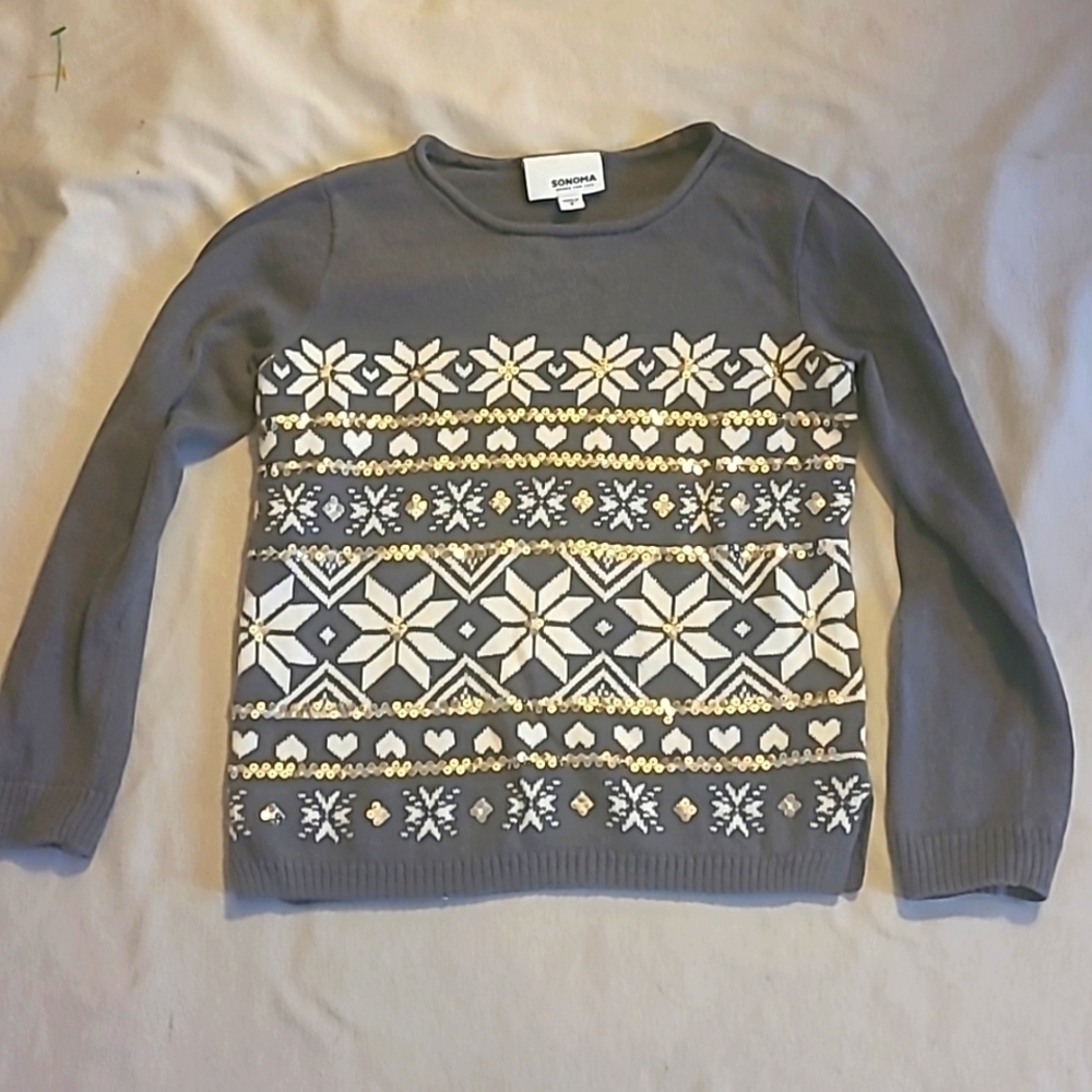 Sonoma gray holiday sweater with sequins size 4